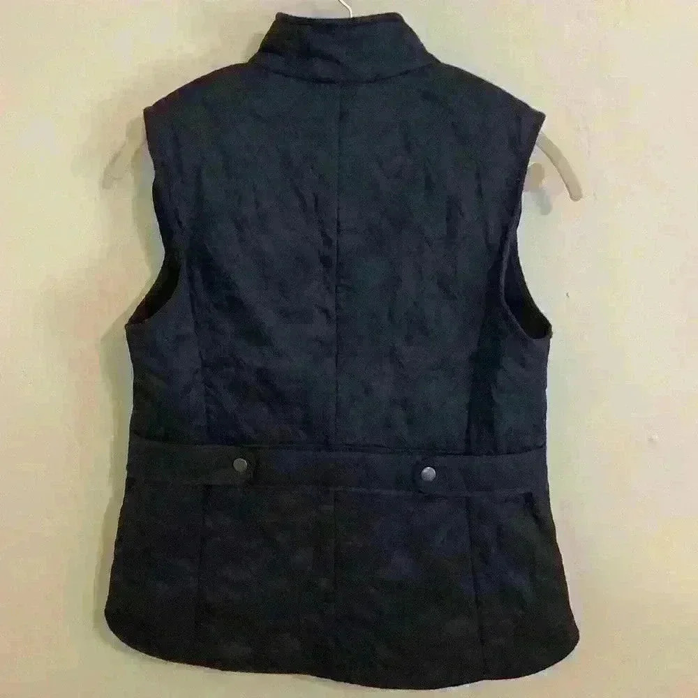 Talbots navy quilted vest fall style size small - Picture 2 of 7